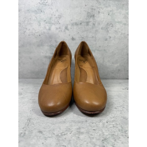 John Fluevog Size women's 7.5 Miracles Medugorjes Leather Brown Beige Tan Heels - Picture 7 of 9